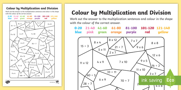 Colour By Multiplication And Division To 12 X 12 Worksheet Worksheet