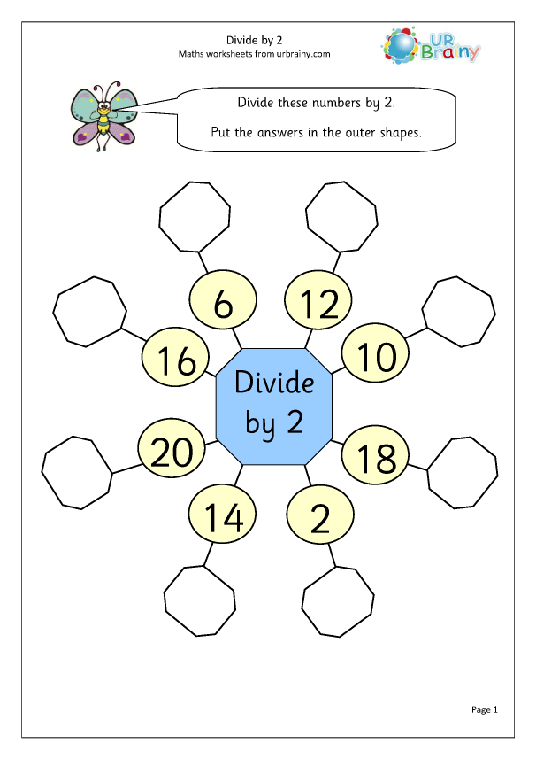 Divide By 2 1 Division Maths Worksheets For Year 2 age 6 7 By 