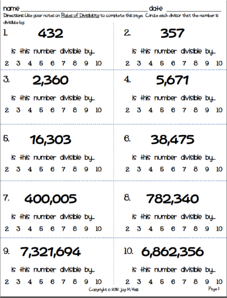 Divisibility Rules Worksheet Pdf Divisibility Rules Divisibility 