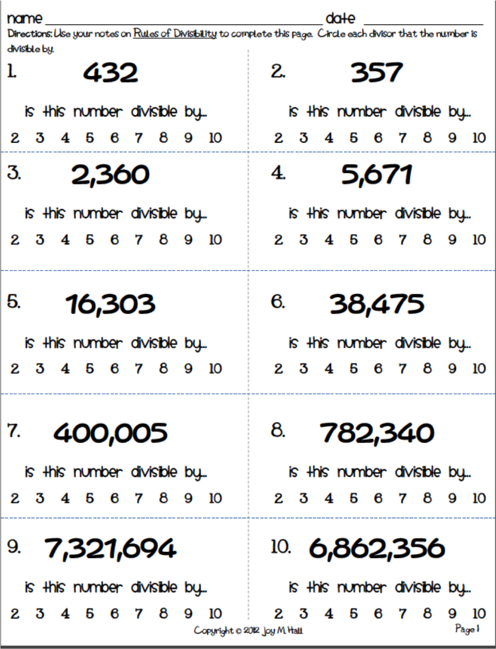 Divisibility Rules Worksheet Pdf Divisibility Rules Divisibility