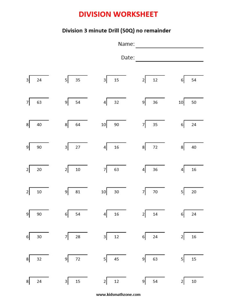 Division 3 Minute Drill Worksheet