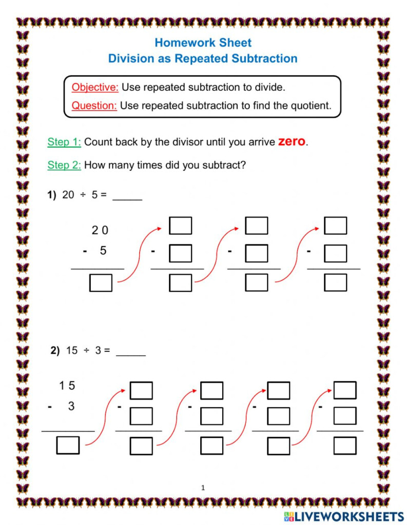 Division As Repeated Subtraction Activity