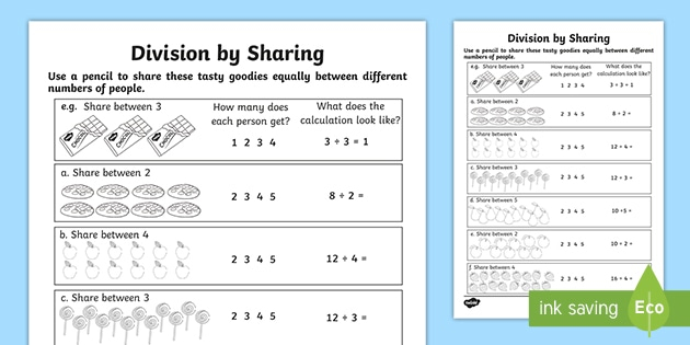 Division By Equal Sharing Word Problems KS1 Resources