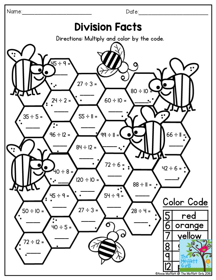 Division Facts Multiply And Color By Code Math Division Math 