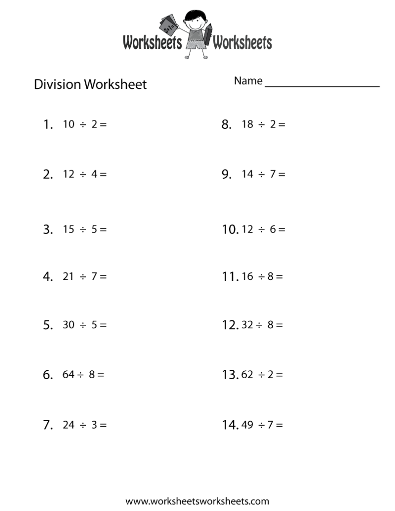 Division Practice Worksheet Worksheets Worksheets