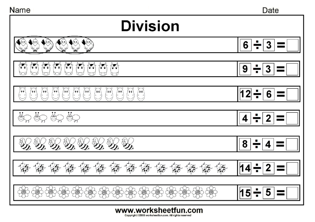 Division Sharing Equally Picture Division 14 Worksheets 