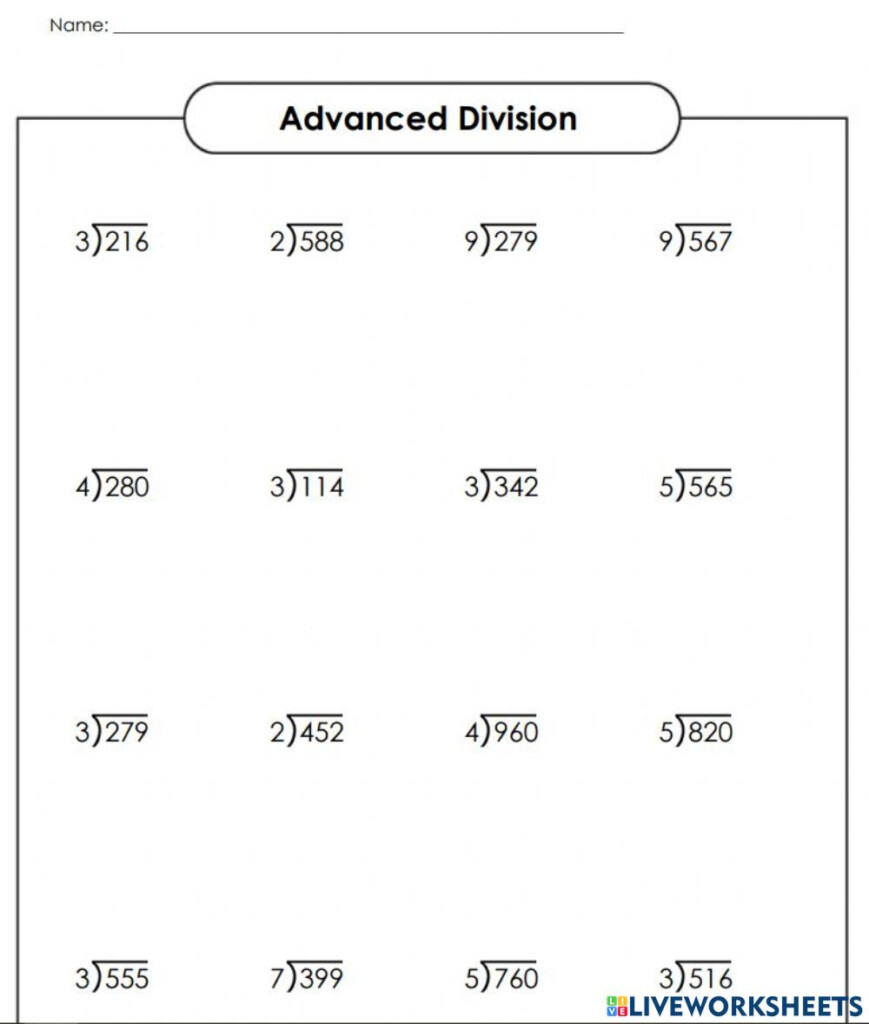 Division With No Remainder Worksheet