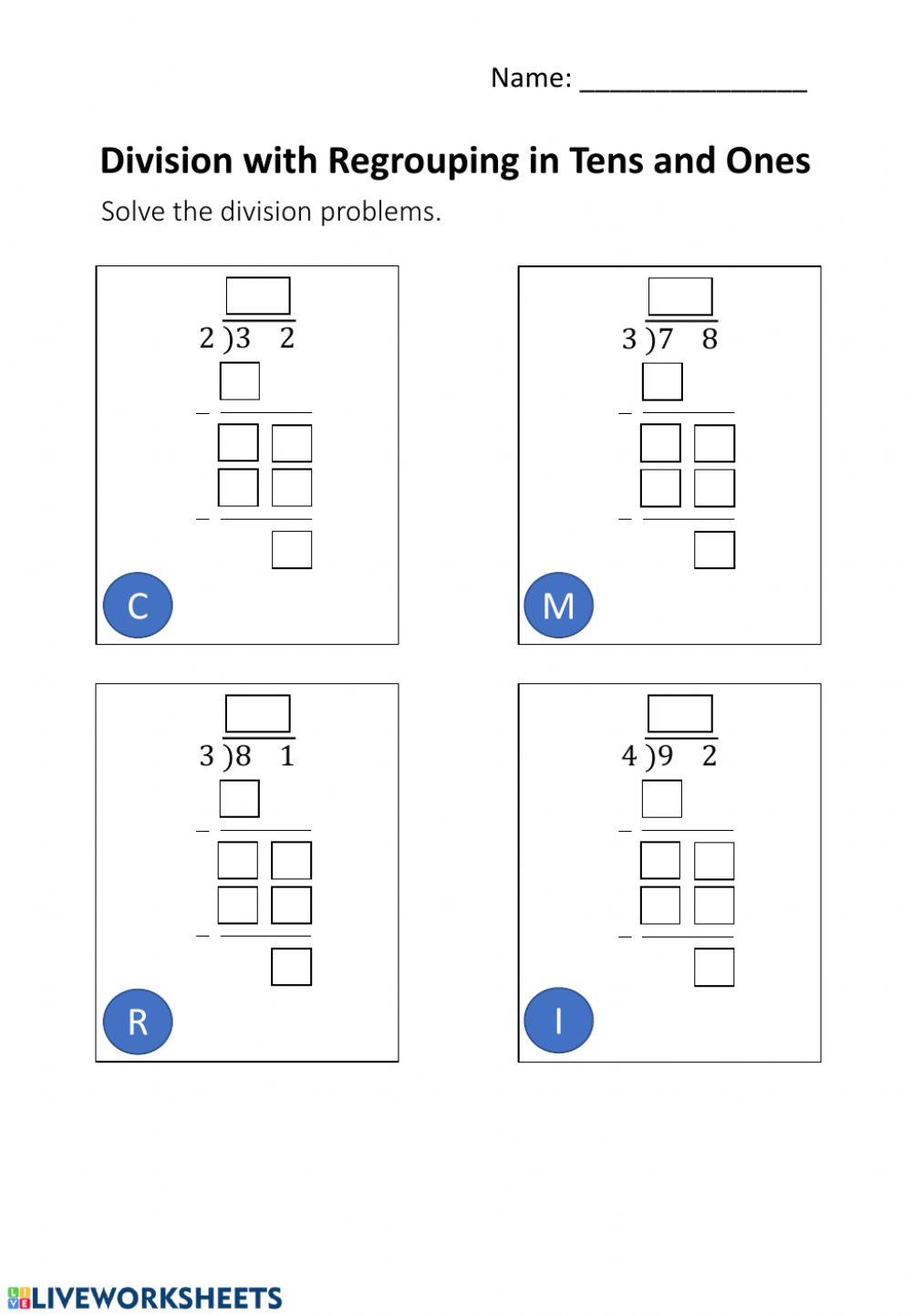 Division With Regrouping Worksheet