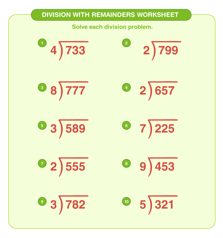 Division With Remainder Worksheet