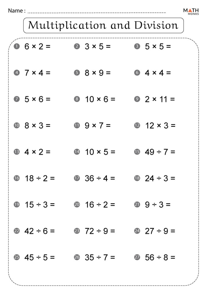 Division Worksheets Mixed Multiplication And Division Multiplying And 