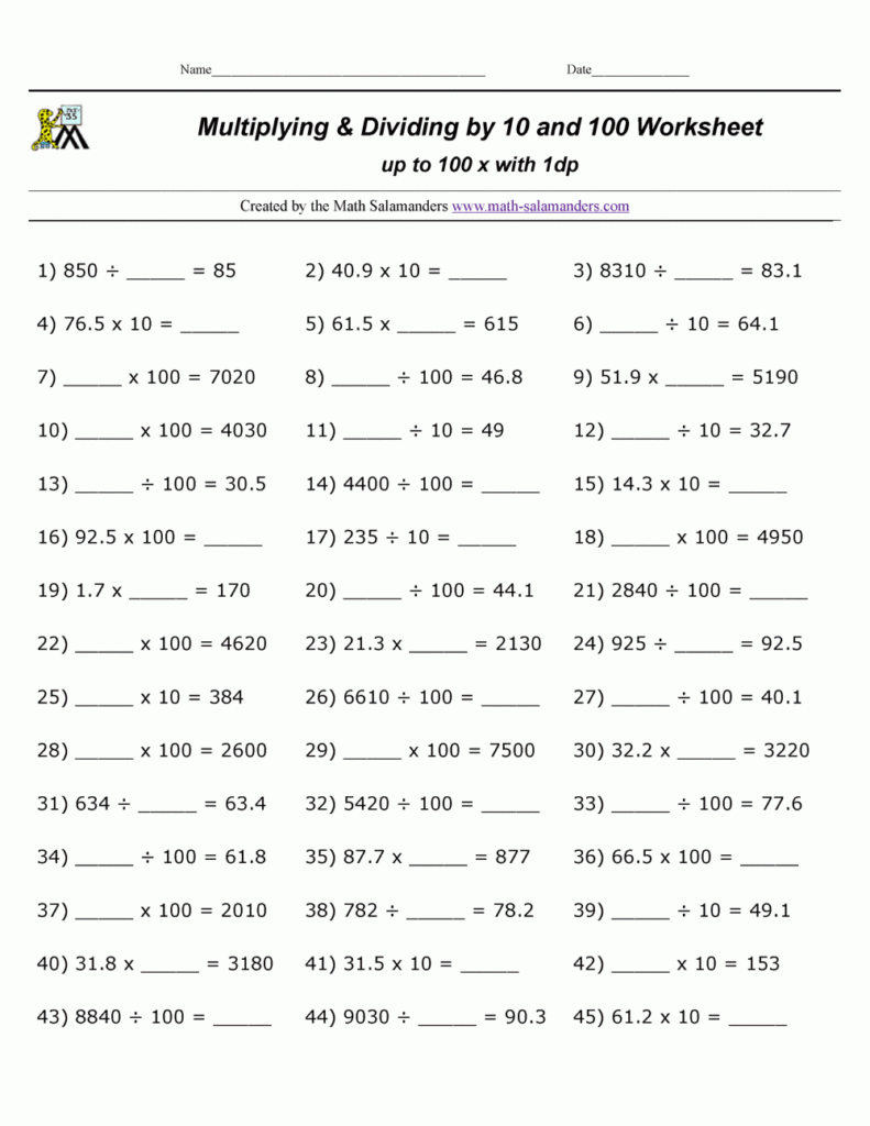 Division Worksheets Mixed Multiplication And Division Multiplying And 