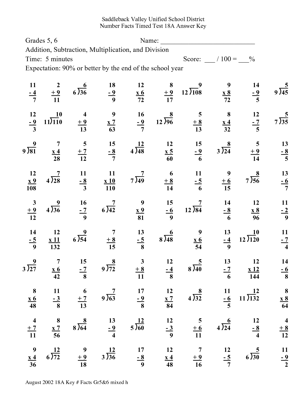 Division Worksheets Mixed Multiplication And Division Multiplying And Dividing With Facts From
