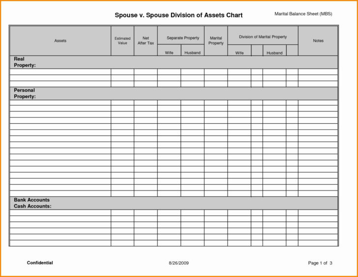 Divorce Assets And Liabilities Worksheet Db excel