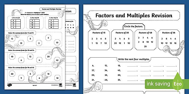 Factors And Multiples Revision Worksheet teacher Made