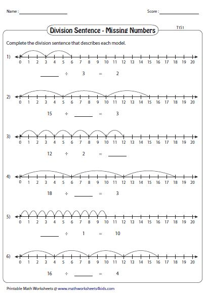 Fill In The Missing Numbers Using Number Line Number Line Division 