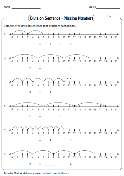 Fill In The Missing Numbers Using Number Line Number Line Division