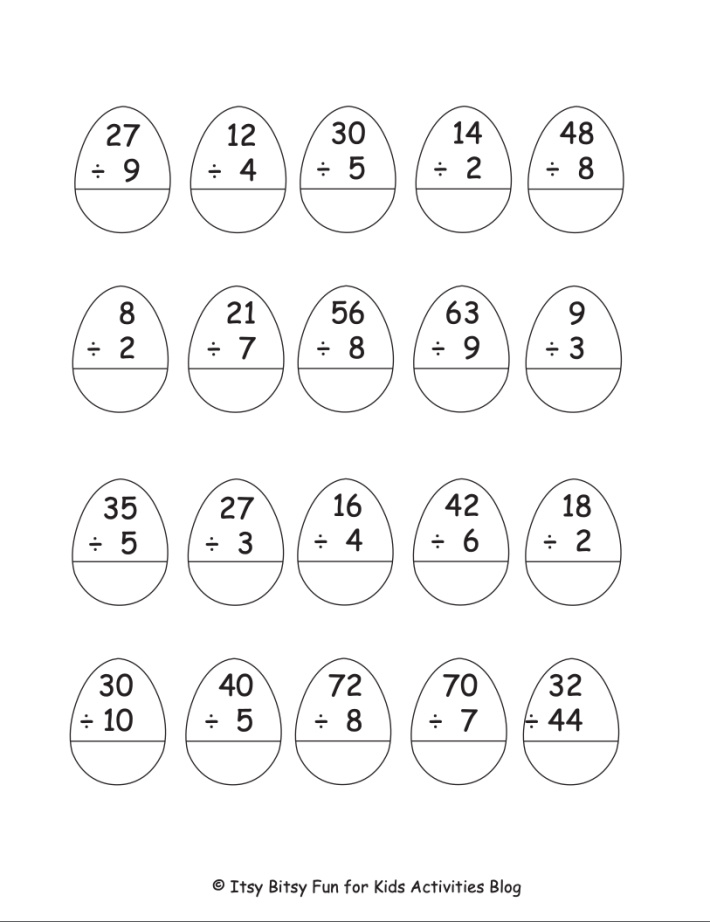 Free Printable Easter Addition Subtraction Multiplication Division 