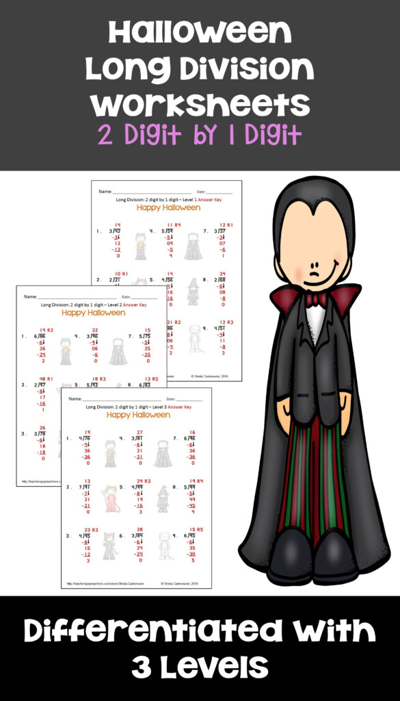 Halloween 2 Digit By 1 Digit Long Division With Printable And Digital 