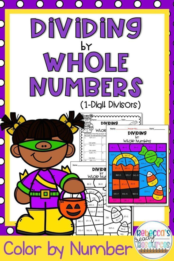 Halloween Long Division 1 Digit Divisors Color By Number Halloween 