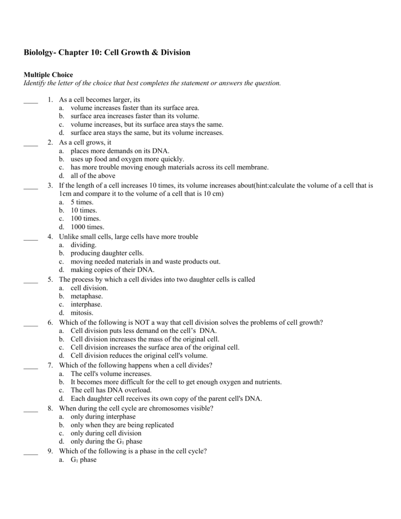 Holt Biology Cell Growth And Division Worksheet Answers 
