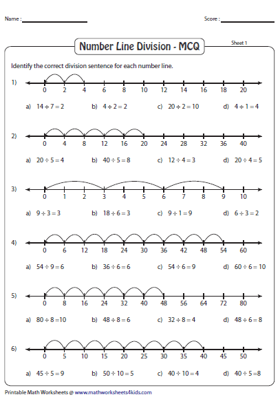 Identify The Correct Division Sentence Mathematics Worksheets Number 