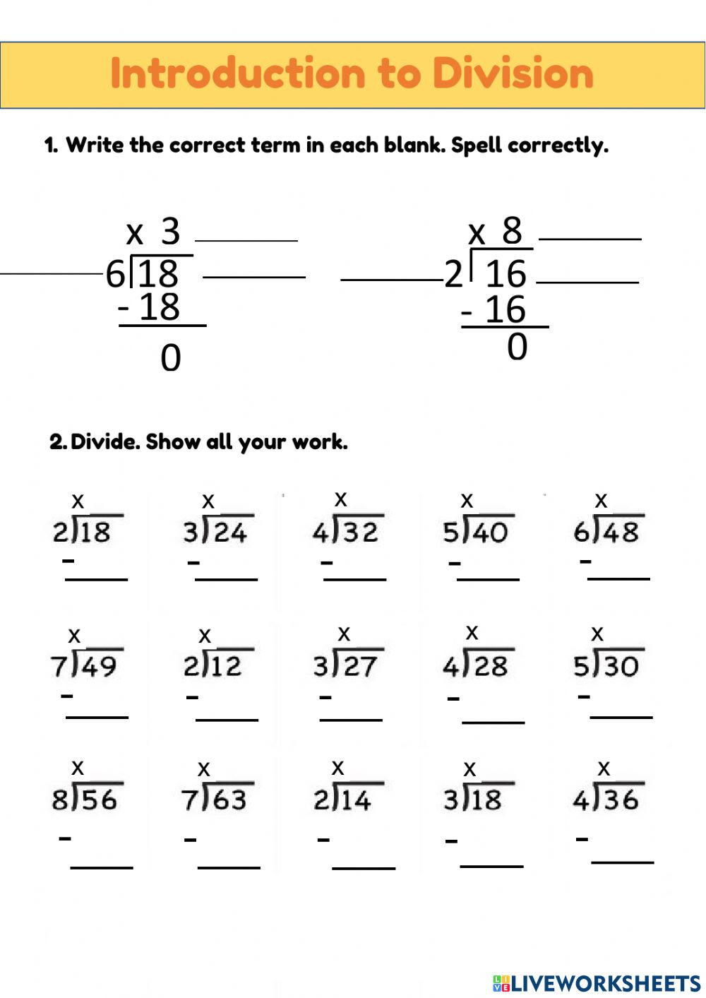 Introduction To Division Math Worksheet By Smartboard Smarty Tpt