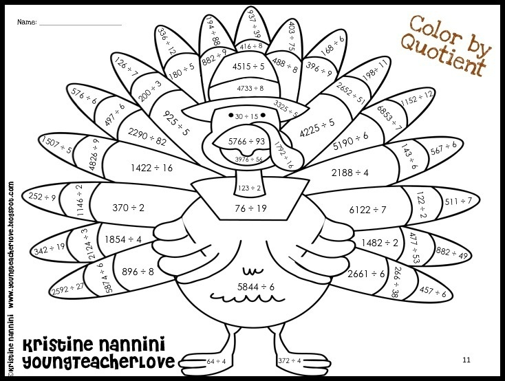 Long Division Color By Number Thanksgiving Printables Tooth The Movie