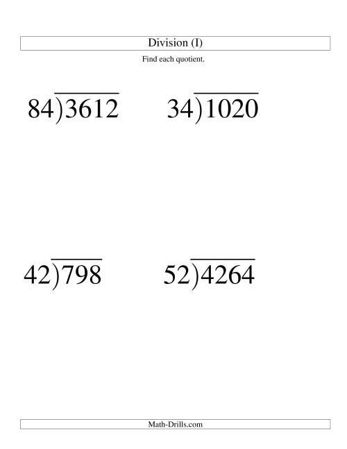 Long Division Two Digit Divisor And A Two Digit Quotient With No 