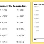 Long Division Without Remainders Worksheets Four Digit Division With