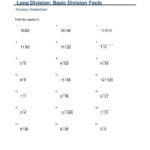 MA2 Monday Long Division Basic Division Facts Worksheet