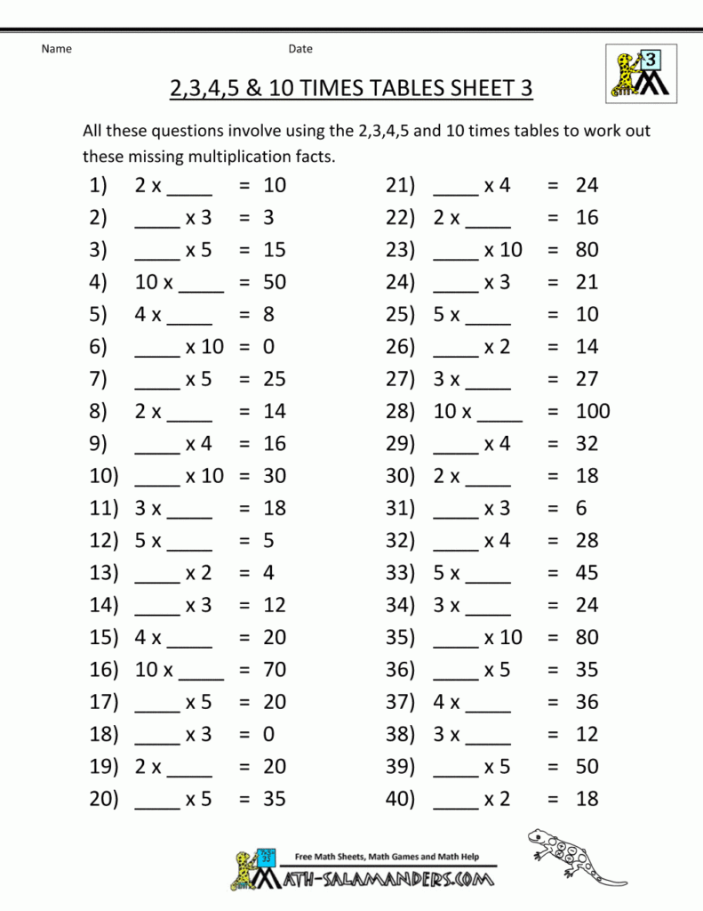 Math Worksheets For Grade 5 4th Grade Math Worksheets Multiplication 