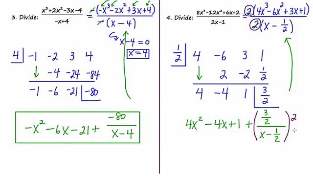 MathCamp321 Algebra 2 Synthetic Division YouTube