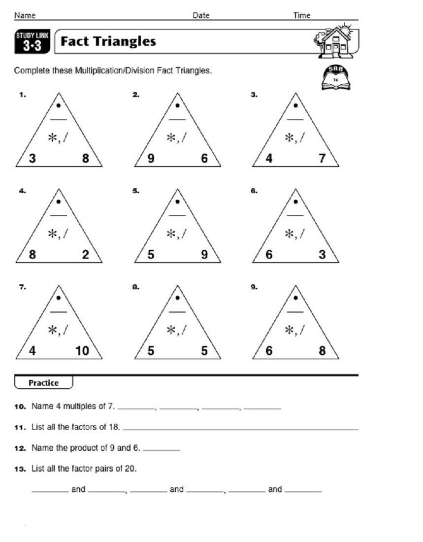 Multiplication And Division Triangles Worksheets Times Tables Worksheets