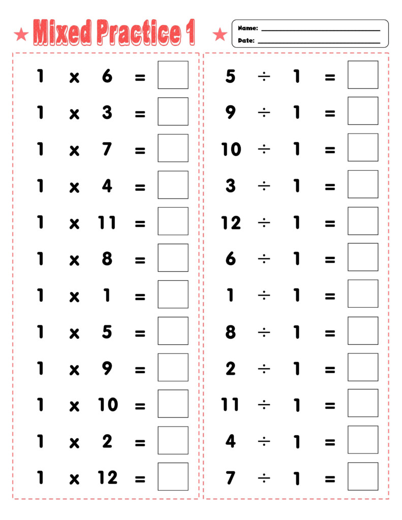 Multiplication And Division Worksheets Printable For Mixed Practice 