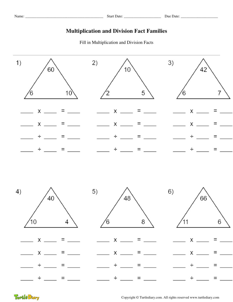 Multiplication Division Fact Triangles Worksheets Times Tables Worksheets
