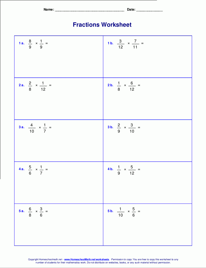 Multiplications Et Division De Fractions