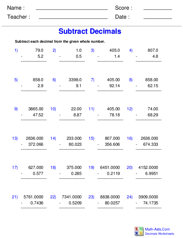 Multiplying And Dividing Decimals Worksheets With Answers TUTORE ORG 