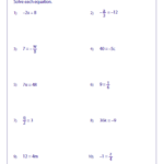 One Step Equation Multiplication And Division