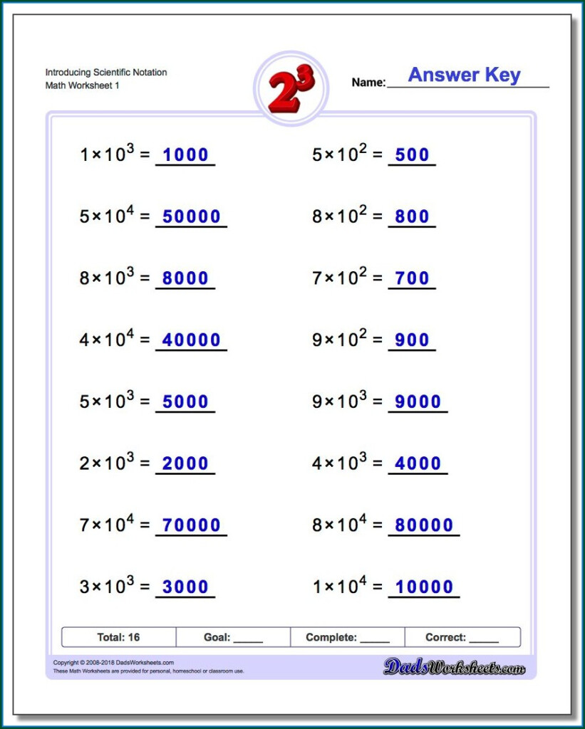 Ordering Numbers In Scientific Notation Worksheet Pdf Worksheet 