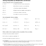 Practice Worksheet Solving Inequalities By Multiplication And Division