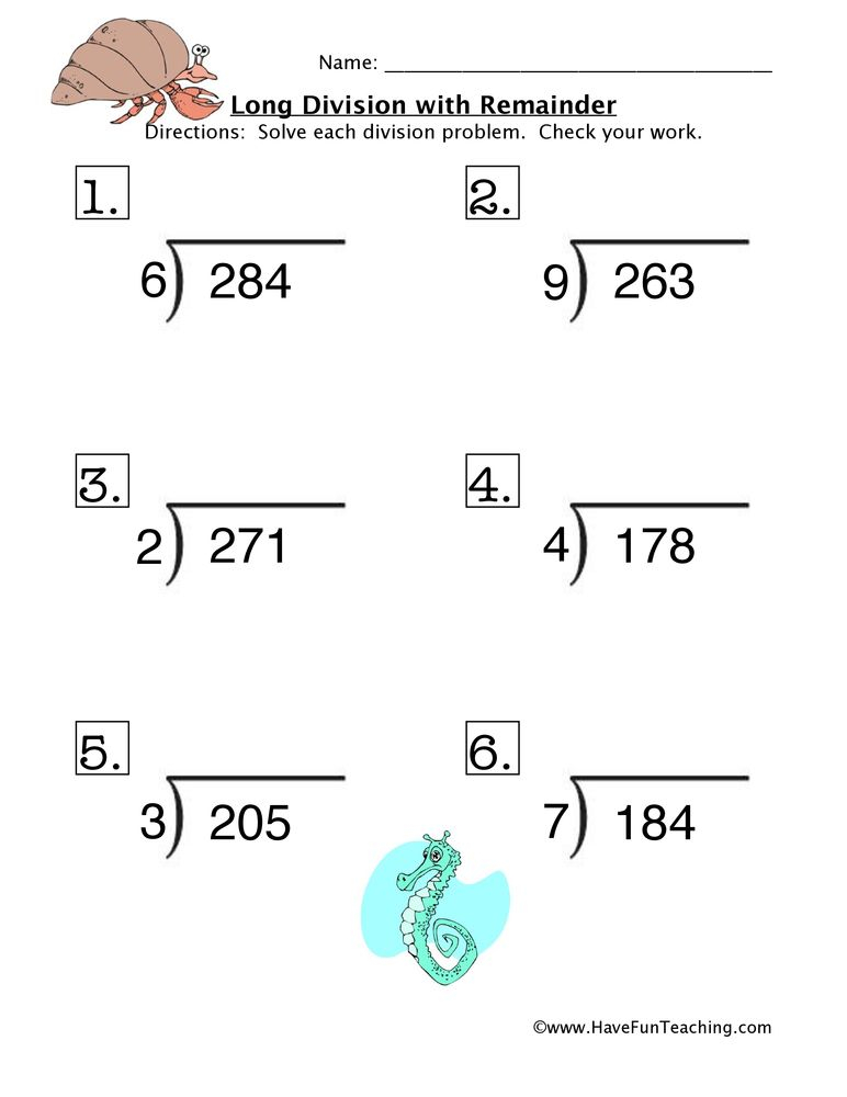 Printable Long Division Worksheets For 4th Graders Learning How To Read