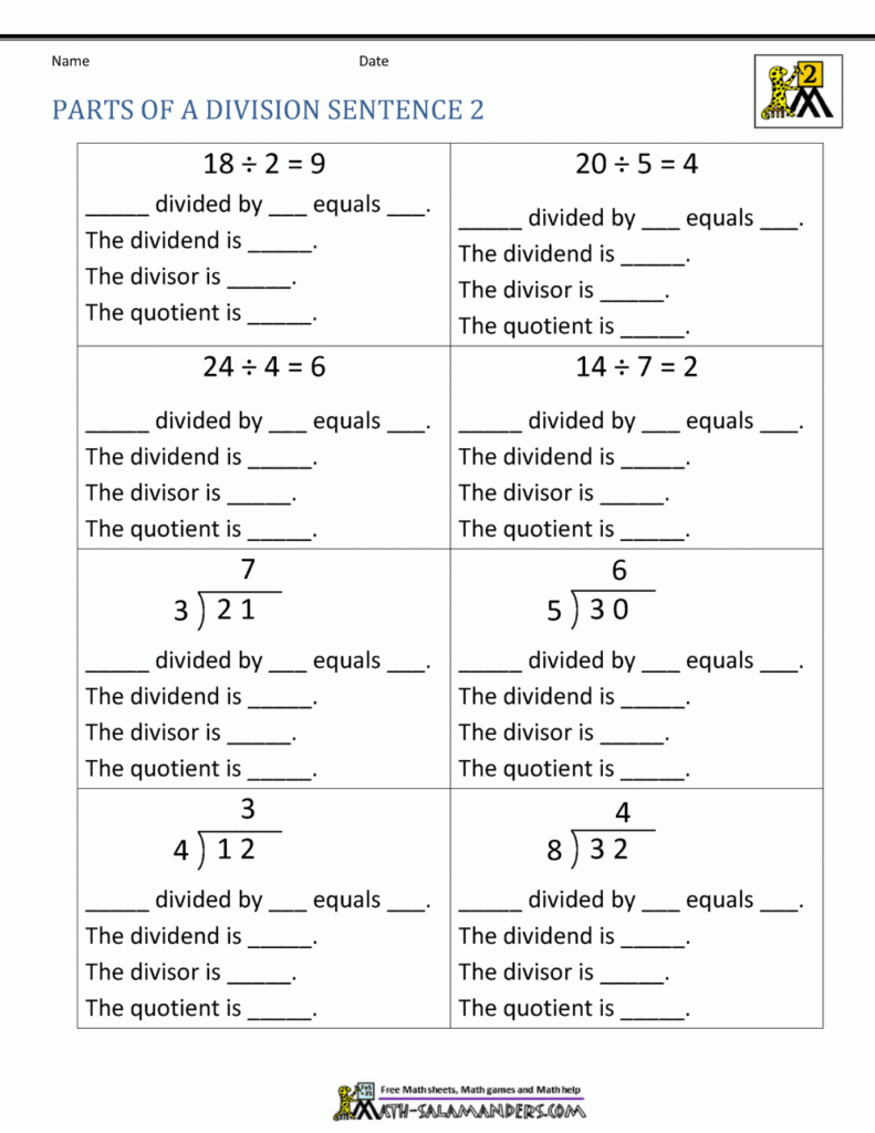 Second Grade Division Worksheets