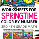 Spring Math Division Color By Number Worksheets Version 3 Spring Math