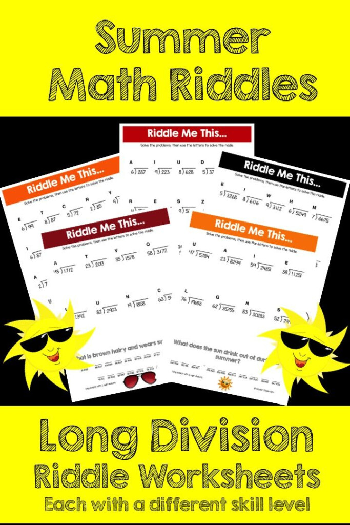 Summer Long Division Math Riddles Math Riddles Math Division Summer 