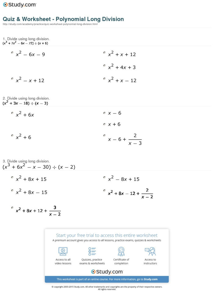 Synthetic Division Worksheet With Answers Pdf Db excel