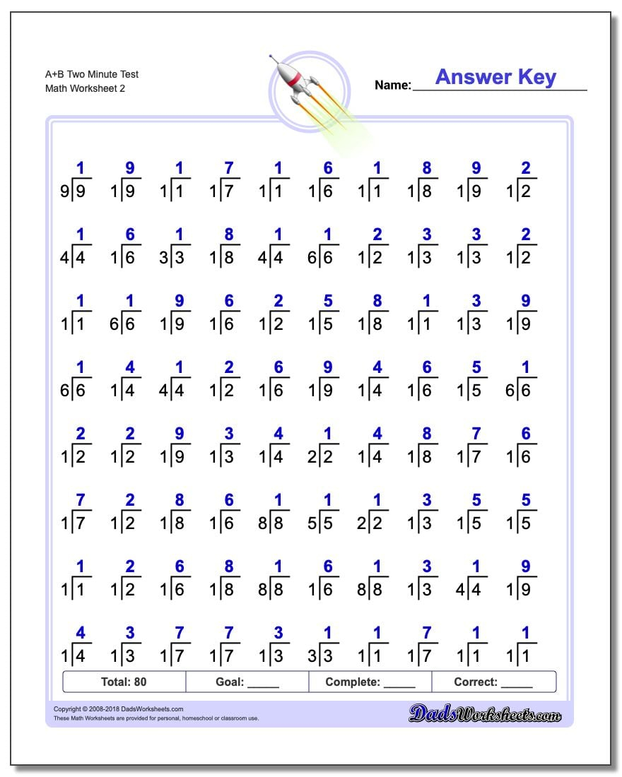 Timed Division Worksheets - Divisonworksheets.com