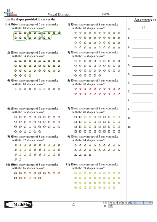 Visual Division Math Worksheets With Answer Key Printable Pdf Download